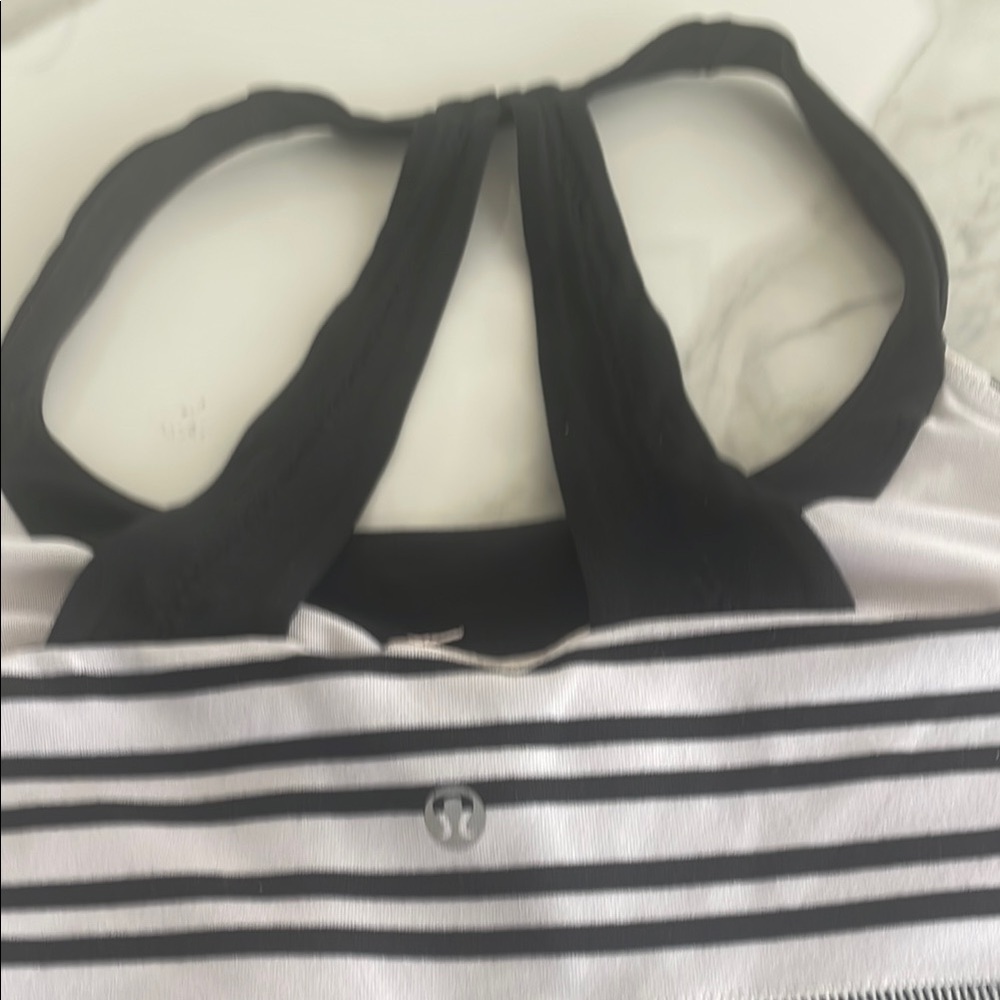 Lululemon Athletica Black and White Striped Tank Top